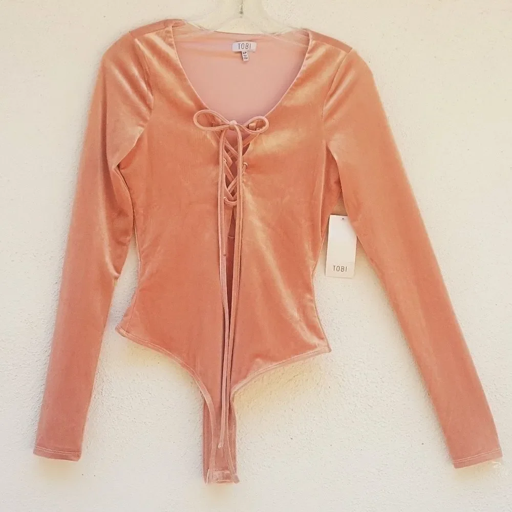 Tobi New Velvet Thong Body Suit S/P - Picture 2 of 7